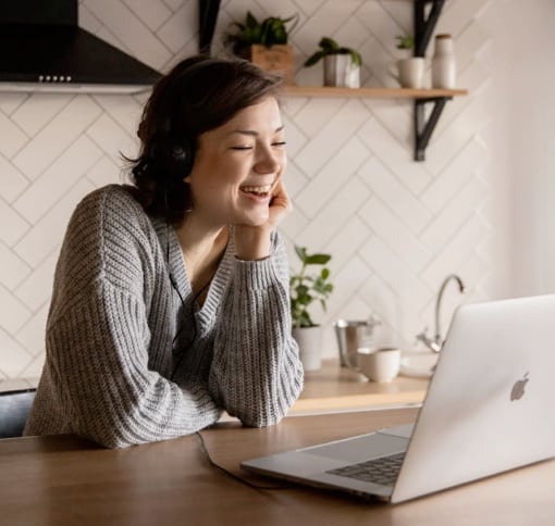 image with a woman in a video call